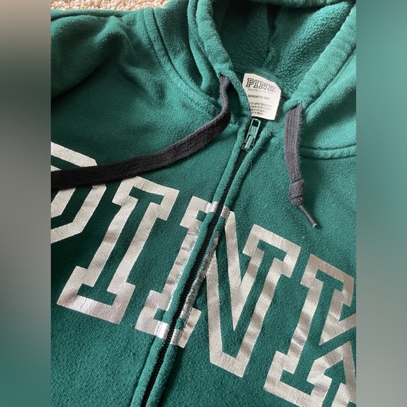 PINK Green Full Zip sweatshirt with hood - Picture 3 of 5